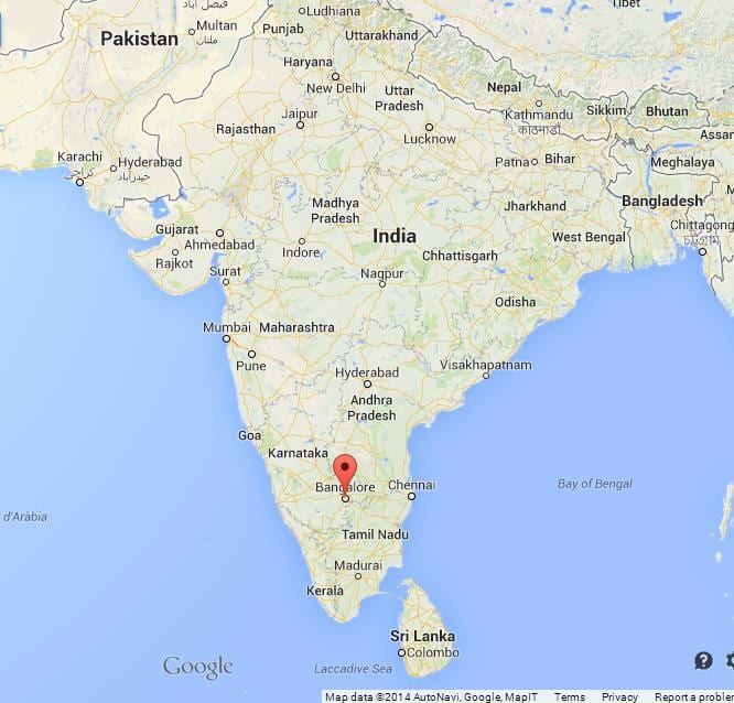 Bangalore Hindistanda xəritə
